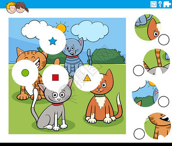卡通猫拼图游戏图片