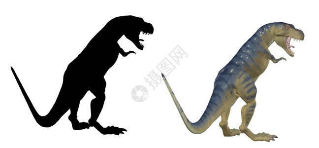 大恐龙巨雷克斯与黑色双影3d提供插图图片
