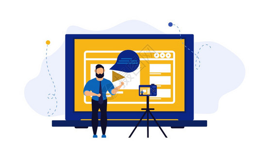 网络vlog设计社交媒体广播告创作者网上络研讨会电影辅导带相机的解释者博客频道等图片