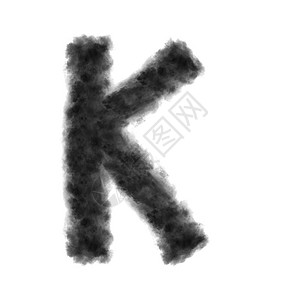 字母k由黑云或白色背景的烟雾制成带复空间不会变换由白色背景的黑云制成白色背景的黑云制成图片