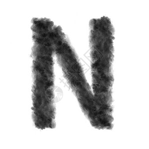 字母n由黑云或白色背景的烟雾制成带复空间不转换由白色背景的黑云制成图片