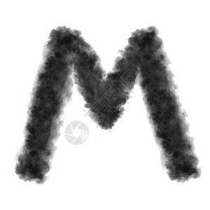 用黑云或白色背景的烟雾制成字母m复制空间而不是字母m用白色背景的黑云制成字母m图片