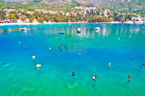 斯里布雷诺海岸线和边观景南方克罗亚蒂的德布夫尼克旅游群岛南部达马提亚地区图片