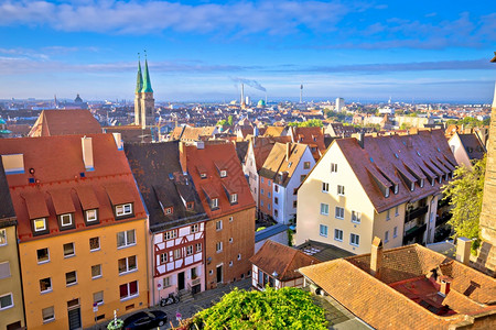 纽伦堡屋顶和城市风景纽伦堡老城风景巴伐利亚地区图片