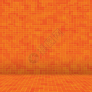 抽象的多色几何图案橙黄和红石器马赛克纹理背景现代风格的墙壁背景抽象的多彩几何图案现代风格的墙壁背景图片