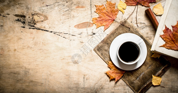 咖啡和树叶的背景图图片