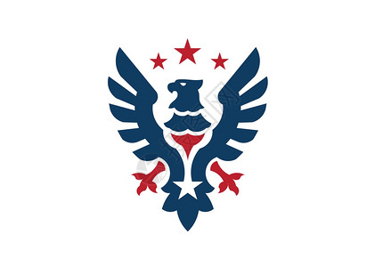 国防协会带有恒星标志矢量概念的红鹰插画