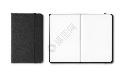 黑色关闭和打开的笔记本模型在白色上隔离黑关闭和打开的笔记本在白色上隔离图片