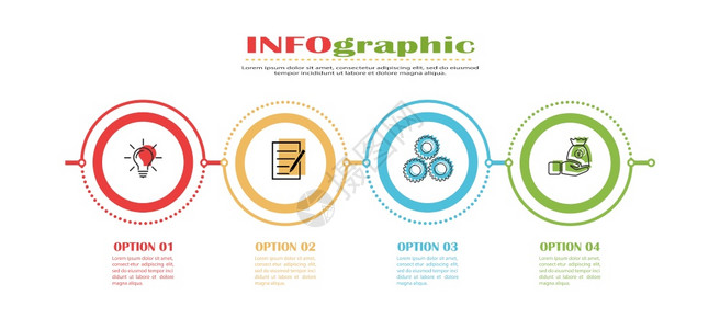 为网页设计图表业务划和财报告视觉援助平板设计等四个阶段的种群矢量模板图片