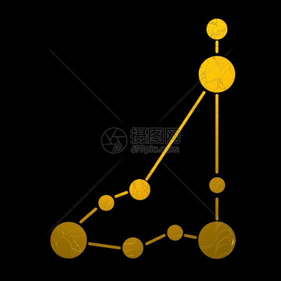 装饰金色占星学的zodiac符号山羊座图解图片