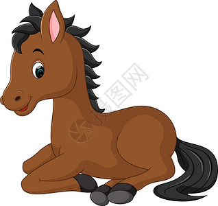 mustang福特野马卡通可爱的马插画