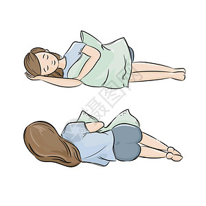 女人 睡插画_女人 睡卡通_女人 睡插图_手绘_板绘_摄图网