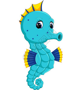 卡通水彩海马插画