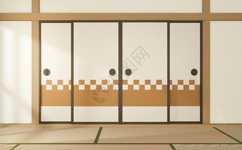 室内热带风格空房间日本式3D图片