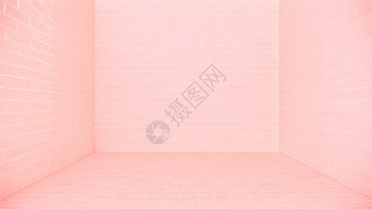 粉红砖地板和墙背景3D图片