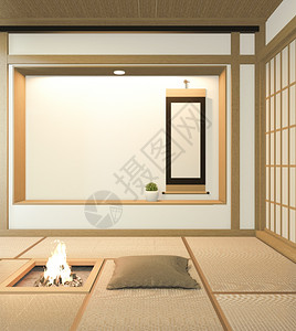内置设计门纸和柜架壁塔米垫地板室日本式的图片