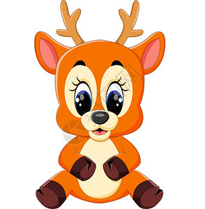 涂鸦简头可爱鹿漫画插画