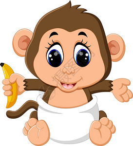 可爱漫画猴子插图背景图片