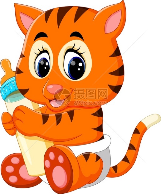 可爱婴儿老虎插图图片