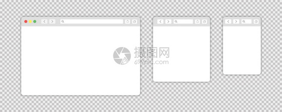 浏览器窗口孤立的矢量网络元素透明背景设计模板带有用于移动设备计的浏览器窗口空白模板网站设计模型eps10图片