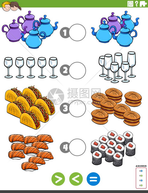 数学比多少儿童插图插画图片下载 正版图片 摄图网