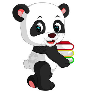 可爱的熊猫拿着书图片