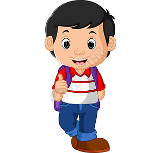 积极向上的人可爱的男孩去上学插画