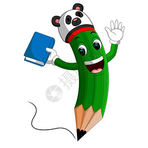 笑学生笑可爱铅笔收藏本插画