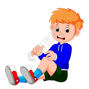 捂膝盖插画_捂膝盖卡通_捂膝盖插图_手绘_板绘_摄图网