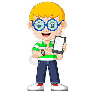 小孩使用平板电脑插画_小孩使用平板电脑卡通_小孩使用平板电脑插图