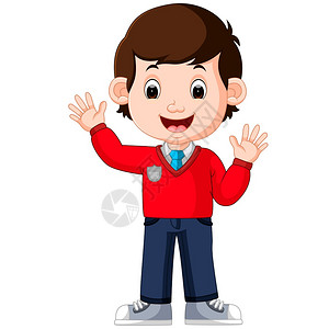 在一起人可爱的男孩卡通漫画好装扮插画