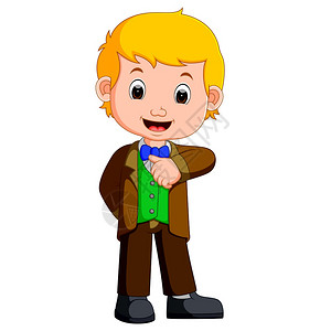 西装外国人插画-西装外国人卡通-矢量漫画图绘制身穿西装或商人持有大