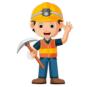 男人肖像建筑工人持有插画