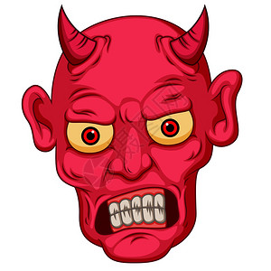 执事红色卡通风格恶魔脸插画