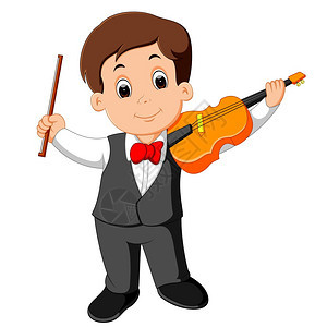 小男孩玩提琴图片