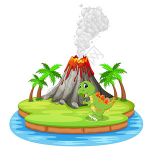 剑龙和火山爆发插图图片
