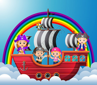 儿童在天上乘维京船图片