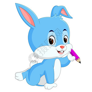 拿着铅笔的快乐兔子图片