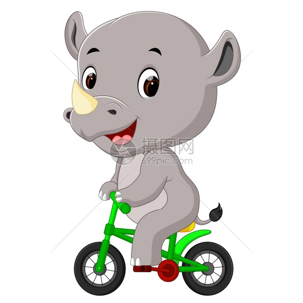 可爱的快乐犀牛骑自行车图片