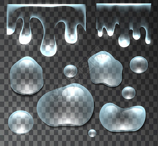 透明水滴矢量设计元素图片