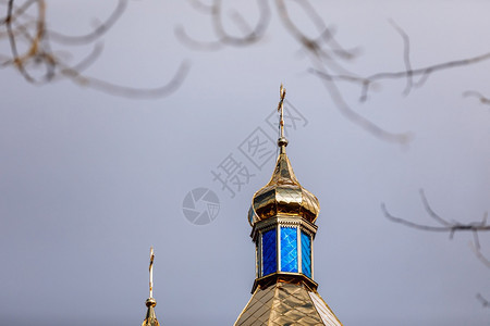 在天空背景上的正统教堂东经圣诞节文字位置背景图像宗教选择焦点正统教堂天空背景文字正经选择焦点图片
