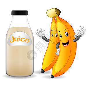 一瓶香蕉汁加可爱卡通香蕉图片
