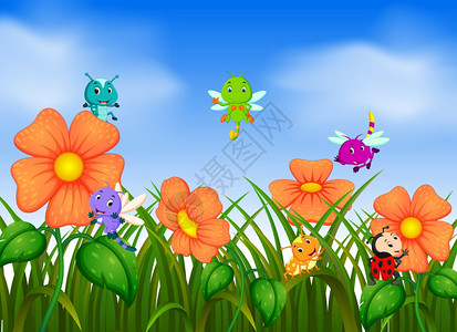 景观叶子活物大虫天然自花蜜户外害虫图片紫场景风天空矢量翅膀蠕插画