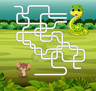 有蛇和鼠的迷宫游戏模板图片