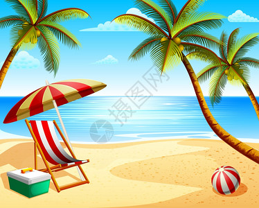 海滩 椅插画_海滩 椅卡通_海滩 椅插图_手绘_板绘_摄图网