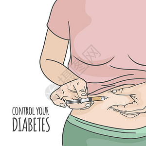 控制胃病媒插图中的糖尿病注射图片
