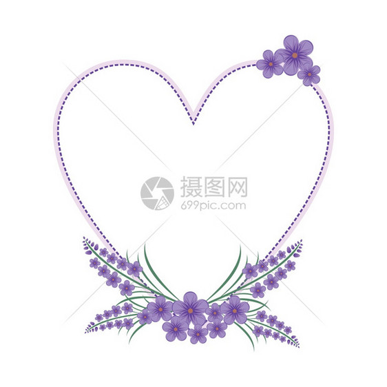 紫色花心形矢量装饰元素图片