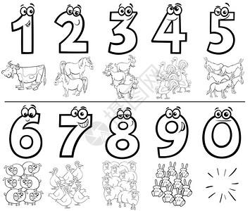 1-9数字画动物图片