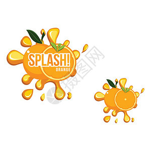橙色橙子水果果子饮料插图标签图片