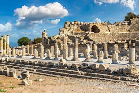 古城埃菲苏斯的废墟古希腊城市火鸡图片